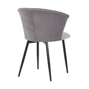 Lulu Contemporary Dining Chair in Black Powder Coated Finish and Gray Velvet - Furniture City (CA)l