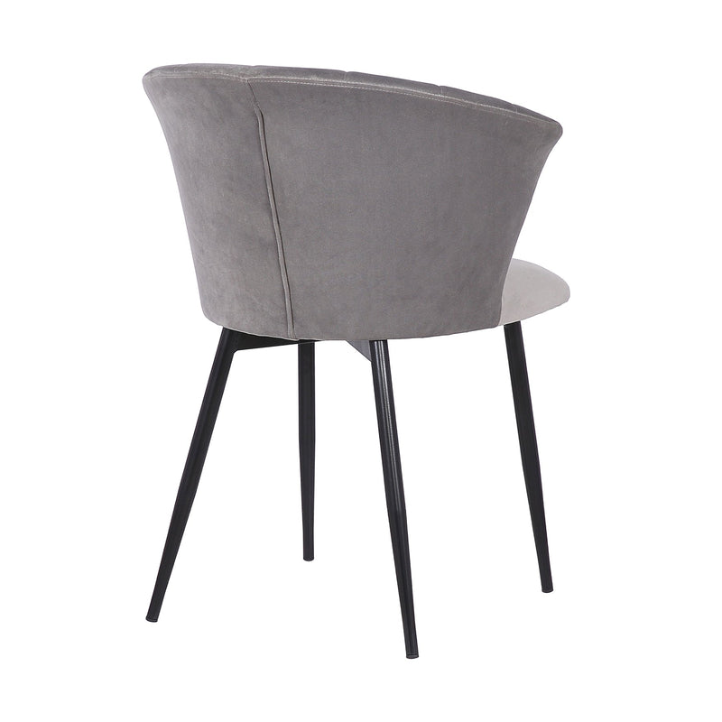 Lulu Contemporary Dining Chair in Black Powder Coated Finish and Gray Velvet - Furniture City (CA)l