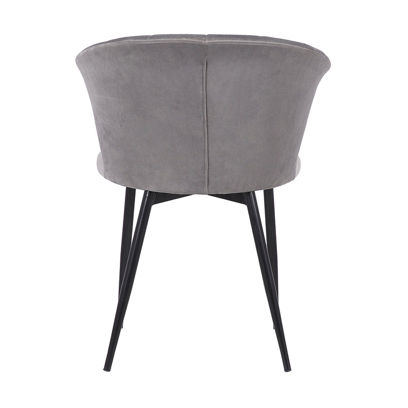 Lulu Contemporary Dining Chair in Black Powder Coated Finish and Gray Velvet - Furniture City (CA)l
