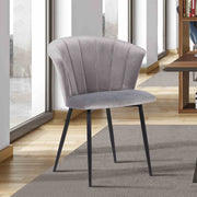 Lulu Contemporary Dining Chair in Black Powder Coated Finish and Gray Velvet - Furniture City (CA)l