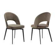 Lucia Swivel Upholstered Dining Chair in Brown Fabric with Black Metal Legs - Set of 2 - Furniture City (CA)l