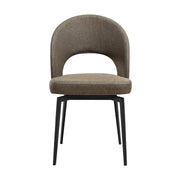 Lucia Swivel Upholstered Dining Chair in Brown Fabric with Black Metal Legs - Set of 2 - Furniture City (CA)l