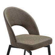Lucia Swivel Upholstered Dining Chair in Brown Fabric with Black Metal Legs - Set of 2 - Furniture City (CA)l