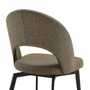 Lucia Swivel Upholstered Dining Chair in Brown Fabric with Black Metal Legs - Set of 2 - Furniture City (CA)l