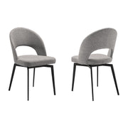 Lucia Swivel Upholstered Dining Chair in Gray Fabric with Black Metal Legs - Set of 2 - Furniture City (CA)l
