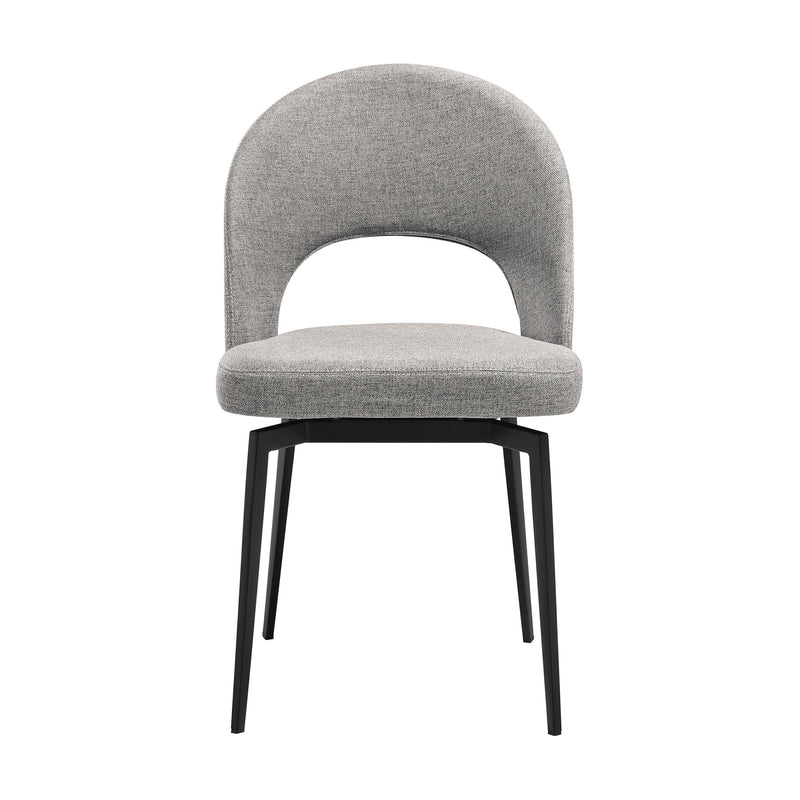 Lucia Swivel Upholstered Dining Chair in Gray Fabric with Black Metal Legs - Set of 2 - Furniture City (CA)l