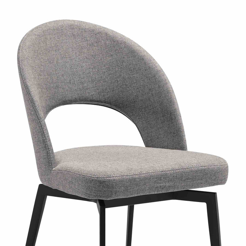 Lucia Swivel Upholstered Dining Chair in Gray Fabric with Black Metal Legs - Set of 2 - Furniture City (CA)l