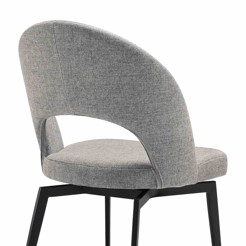 Lucia Swivel Upholstered Dining Chair in Gray Fabric with Black Metal Legs - Set of 2 - Furniture City (CA)l