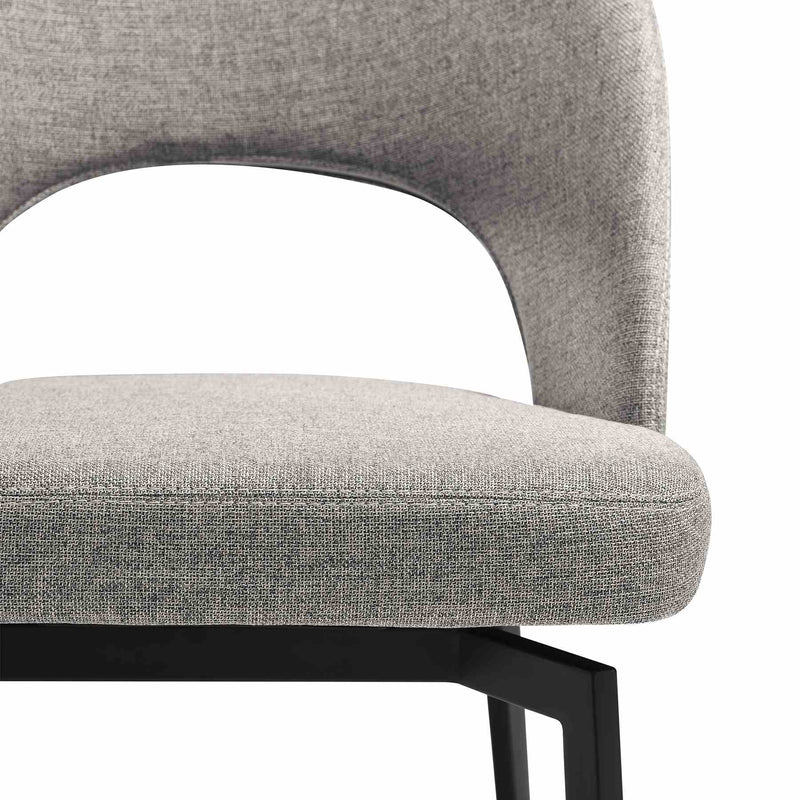 Lucia Swivel Upholstered Dining Chair in Gray Fabric with Black Metal Legs - Set of 2 - Furniture City (CA)l