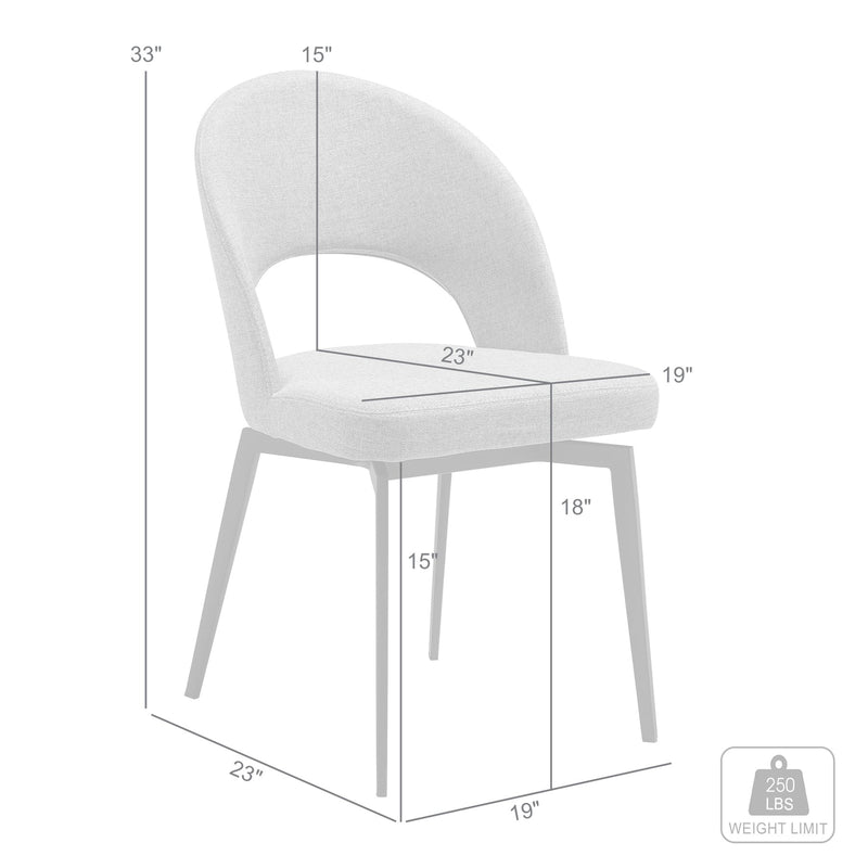 Lucia Swivel Upholstered Dining Chair in Gray Fabric with Black Metal Legs - Set of 2 - Furniture City (CA)l