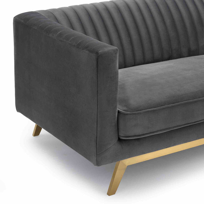 Liv Modern Dark Gray Velvet Sofa
