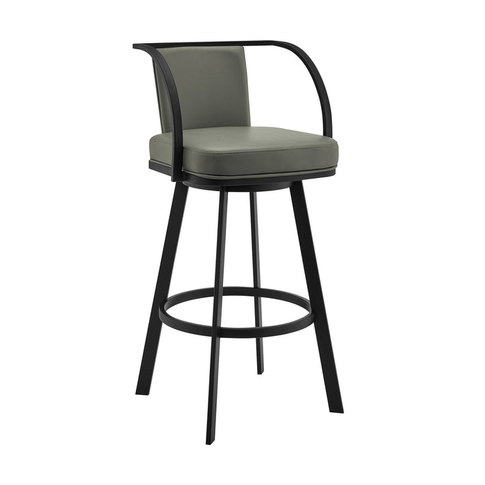 Livingston 26" Gray Faux Leather and Black Metal Swivel Bar Stool