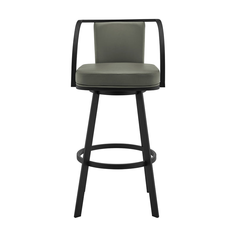 Livingston 26" Gray Faux Leather and Black Metal Swivel Bar Stool - Furniture City (CA)l