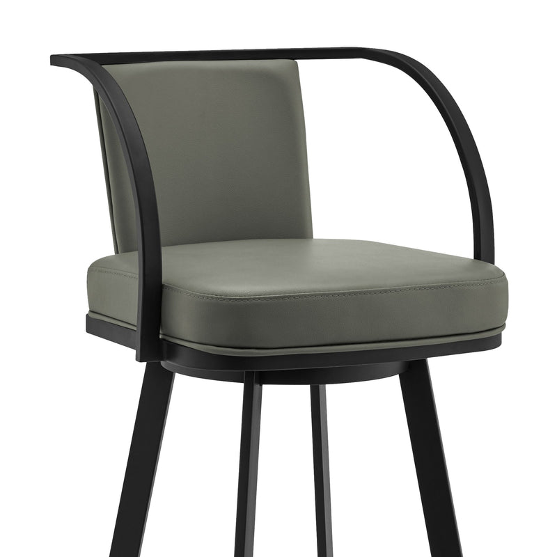 Livingston 26" Gray Faux Leather and Black Metal Swivel Bar Stool - Furniture City (CA)l