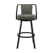 Livingston 30" Gray Faux Leather and Black Metal Swivel Bar Stool - Furniture City (CA)l