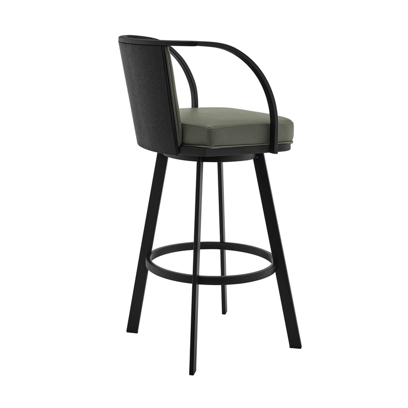 Livingston 30" Gray Faux Leather and Black Metal Swivel Bar Stool - Furniture City (CA)l