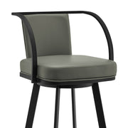 Livingston 30" Gray Faux Leather and Black Metal Swivel Bar Stool - Furniture City (CA)l