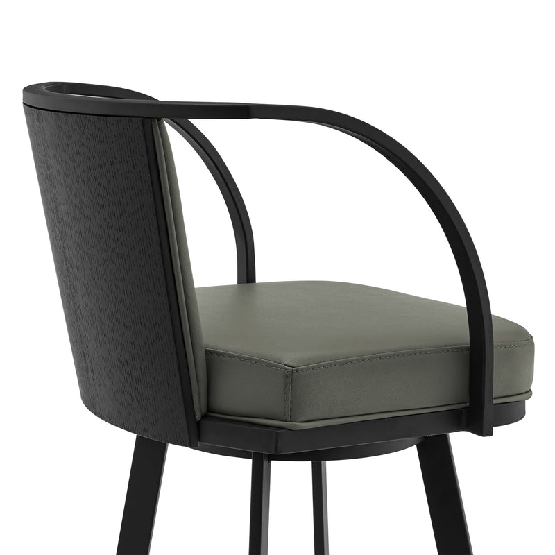Livingston 30" Gray Faux Leather and Black Metal Swivel Bar Stool - Furniture City (CA)l