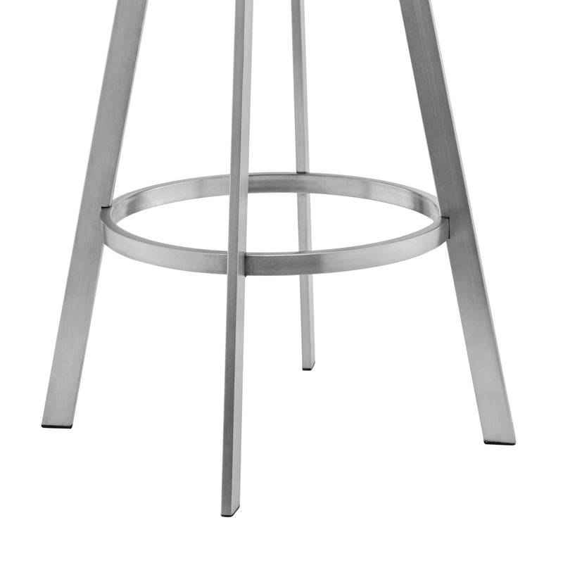 Livingston 26" Gray Faux Leather and Brushed Stainless Steel Swivel Bar Stool - Furniture City (CA)l