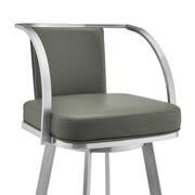 Livingston 30" Gray Faux Leather and Brushed Stainless Steel Swivel Bar Stool - Furniture City (CA)l