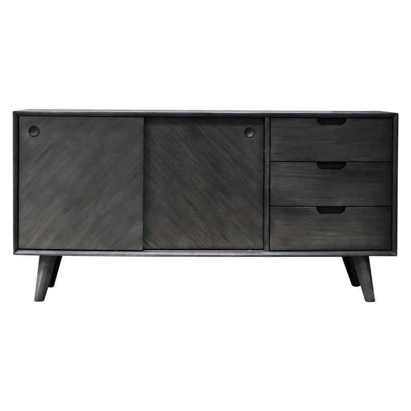 Leven Mid-Century Tundra Gray Acacia Buffet Cabinet - Furniture City (CA)l