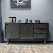 Leven Mid-Century Tundra Gray Acacia Buffet Cabinet - Furniture City (CA)l