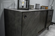 Leven Mid-Century Tundra Gray Acacia Buffet Cabinet - Furniture City (CA)l