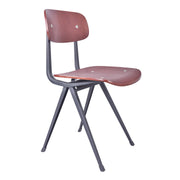 Levi Industrial Dining Chair in Black Metal with Wood Seat and Back - Set of 2 - Furniture City (CA)l