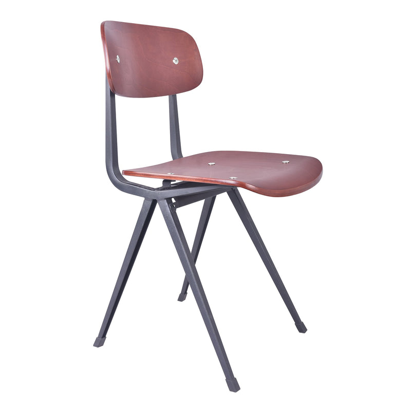 Levi Industrial Dining Chair in Black Metal with Wood Seat and Back - Set of 2 - Furniture City (CA)l