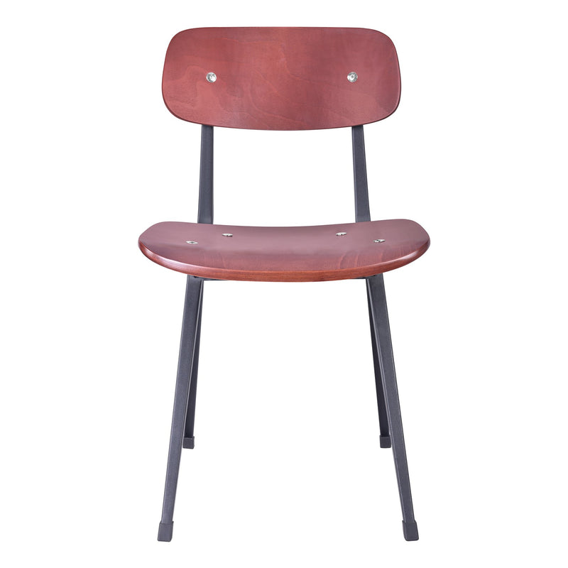 Levi Industrial Dining Chair in Black Metal with Wood Seat and Back - Set of 2 - Furniture City (CA)l