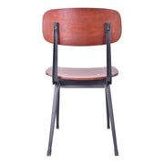 Levi Industrial Dining Chair in Black Metal with Wood Seat and Back - Set of 2 - Furniture City (CA)l