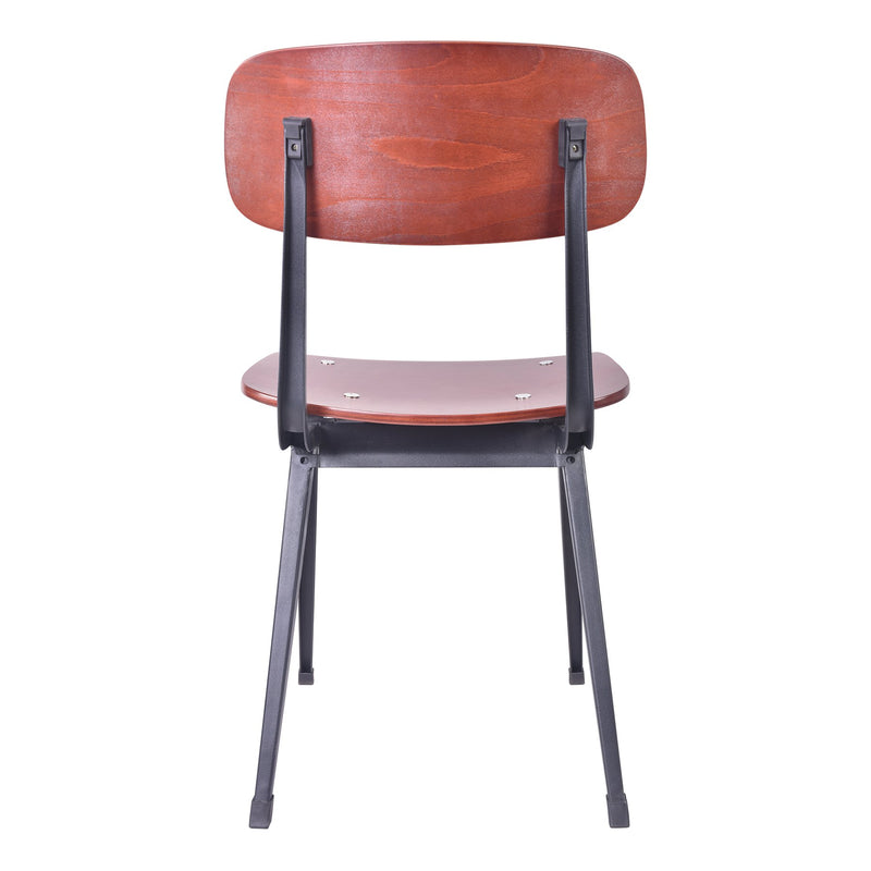 Levi Industrial Dining Chair in Black Metal with Wood Seat and Back - Set of 2 - Furniture City (CA)l