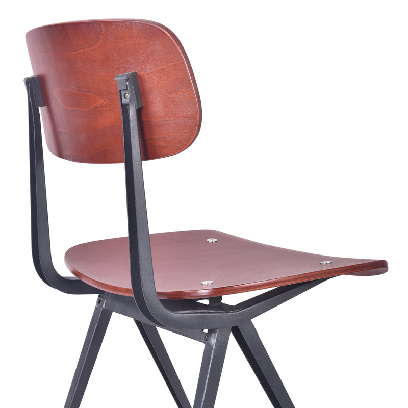 Levi Industrial Dining Chair in Black Metal with Wood Seat and Back - Set of 2 - Furniture City (CA)l