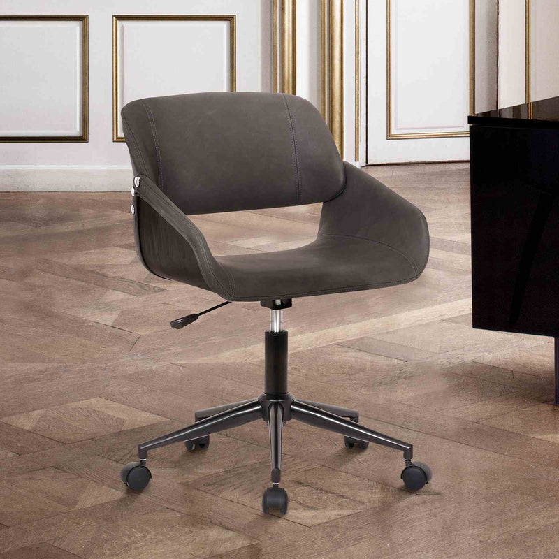 Lowell Mid-Century Gray Faux Leather Task Chair - Furniture City (CA)l