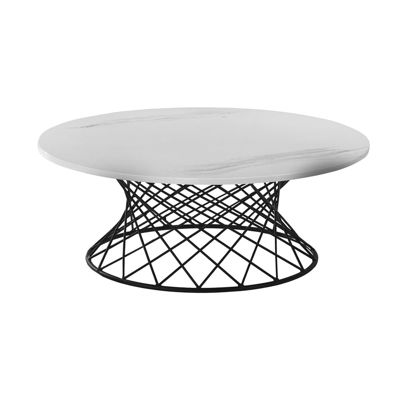Loxley White Marble Coffee Table with Black Metal Base - Furniture City (CA)l