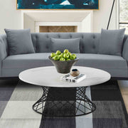 Loxley White Marble Coffee Table with Black Metal Base - Furniture City (CA)l