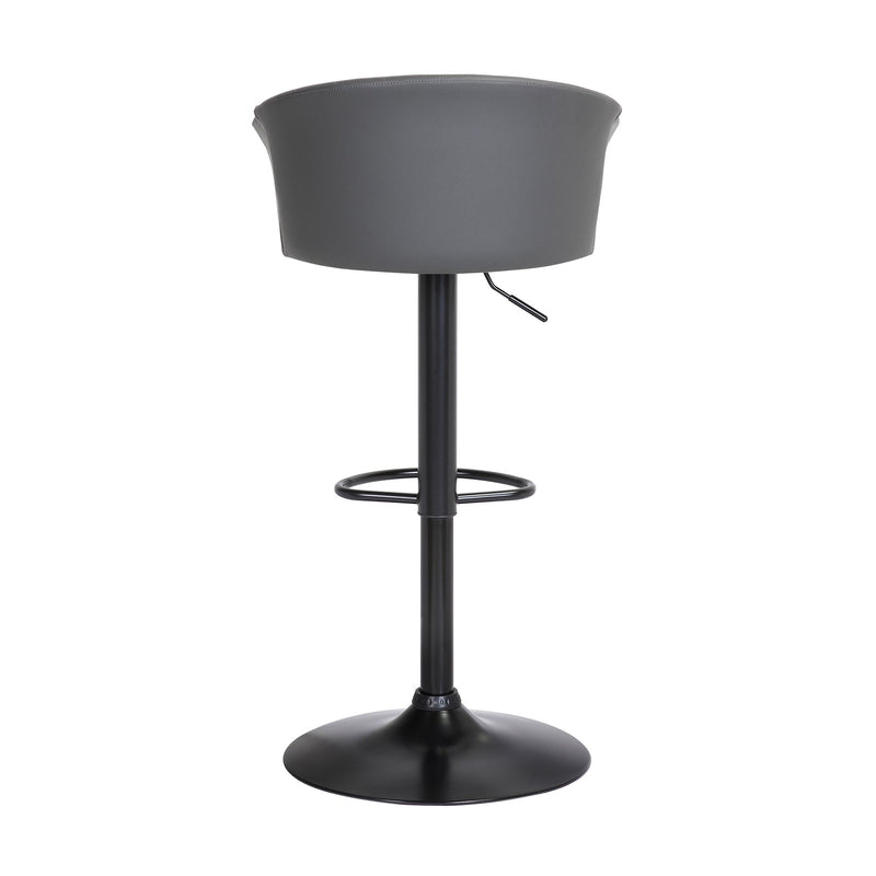 Lydia Adjustable Black Wood Bar Stool in Gray Faux Leather with Black Metal - Furniture City (CA)l