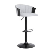Lydia Adjustable Black Wood Bar Stool in Light Gray Fabric with Black Metal - Furniture City (CA)l