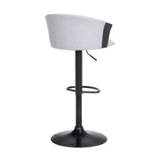 Lydia Adjustable Black Wood Bar Stool in Light Gray Fabric with Black Metal - Furniture City (CA)l