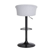 Lydia Adjustable Black Wood Bar Stool in Light Gray Fabric with Black Metal - Furniture City (CA)l