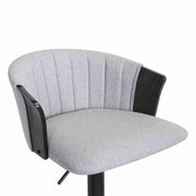 Lydia Adjustable Black Wood Bar Stool in Light Gray Fabric with Black Metal - Furniture City (CA)l