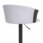 Lydia Adjustable Black Wood Bar Stool in Light Gray Fabric with Black Metal - Furniture City (CA)l