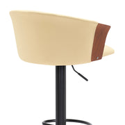 Lydia Adjustable Walnut Wood Bar Stool in Cream Faux Leather with Black Metal - Furniture City (CA)l