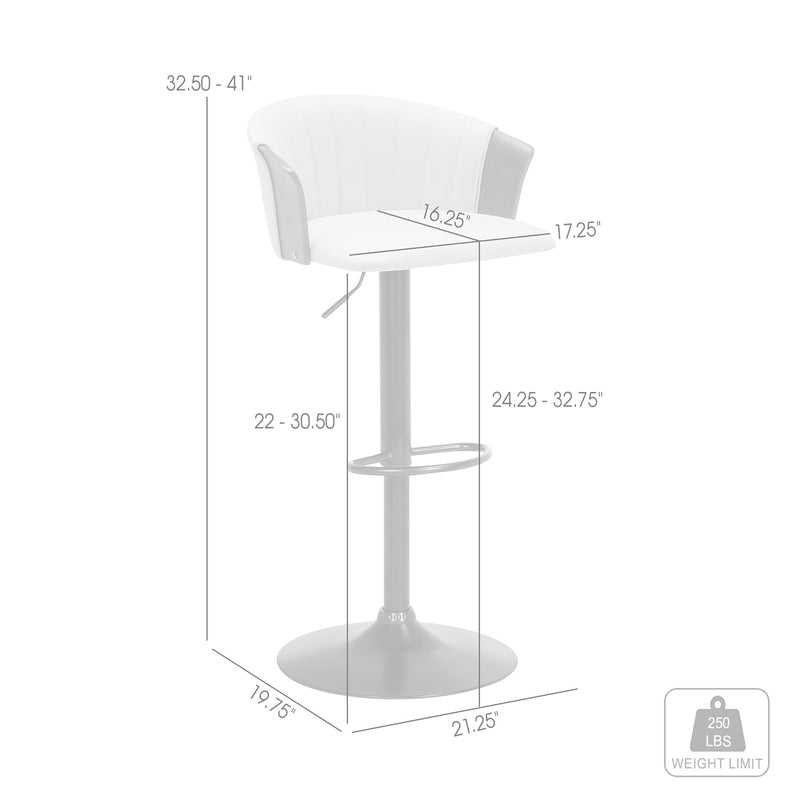 Lydia Adjustable Walnut Wood Bar Stool in Cream Faux Leather with Black Metal - Furniture City (CA)l
