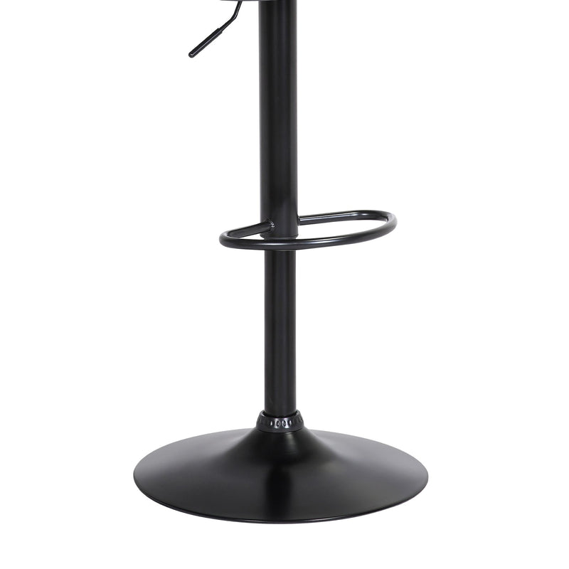 Lydia Adjustable Walnut Wood Bar Stool in Gray Faux Leather with Black Metal - Furniture City (CA)l
