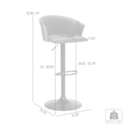 Lydia Adjustable Walnut Wood Bar Stool in Gray Faux Leather with Black Metal - Furniture City (CA)l