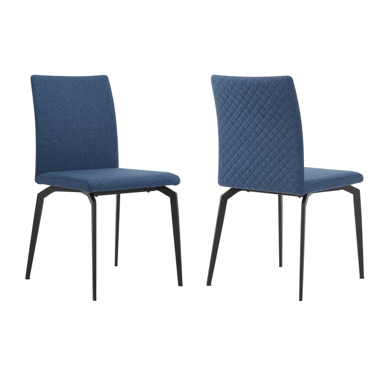 Lyon Blue Fabric and Metal Dining Room Chairs - Set of 2 - Furniture City (CA)l