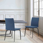 Lyon Blue Fabric and Metal Dining Room Chairs - Set of 2 - Furniture City (CA)l
