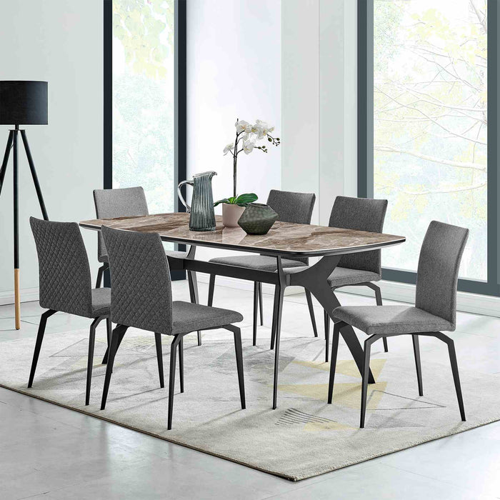 Lyon Gray Fabric and Metal Dining Room Chairs - Set of 2