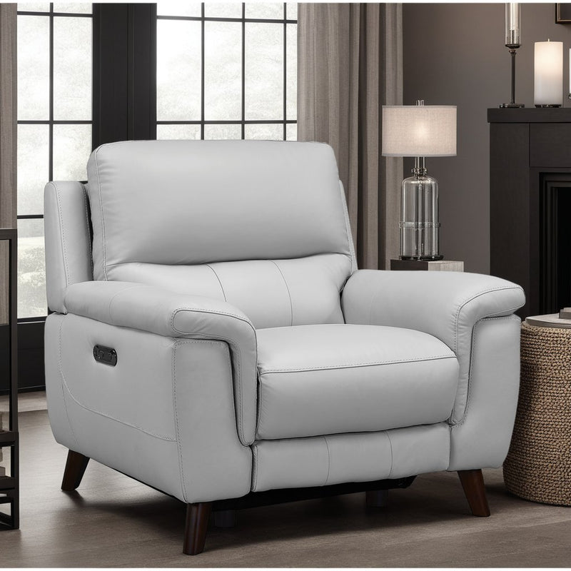 Lizette Contemporary Chair in Dark Brown Wood Finish and Dove Gray Genuine Leather - Furniture City (CA)l